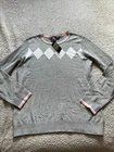 Tommy Hilfiger Women Argyle Long Sleeve Crew Neck Pullover Sweater Gray Size M