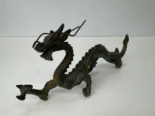 Y9197 OKIMONO metal Dragon figurine figure Japan antique interior ornament decor