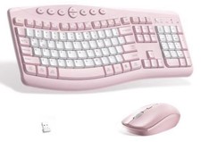 Wireless Keyboard and Mouse Combo Silent Ergonomic Curved Design for Office