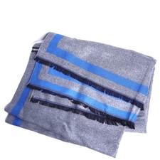 100 Cashmere Fringe Scarf Heathered Gray Blue Unisex