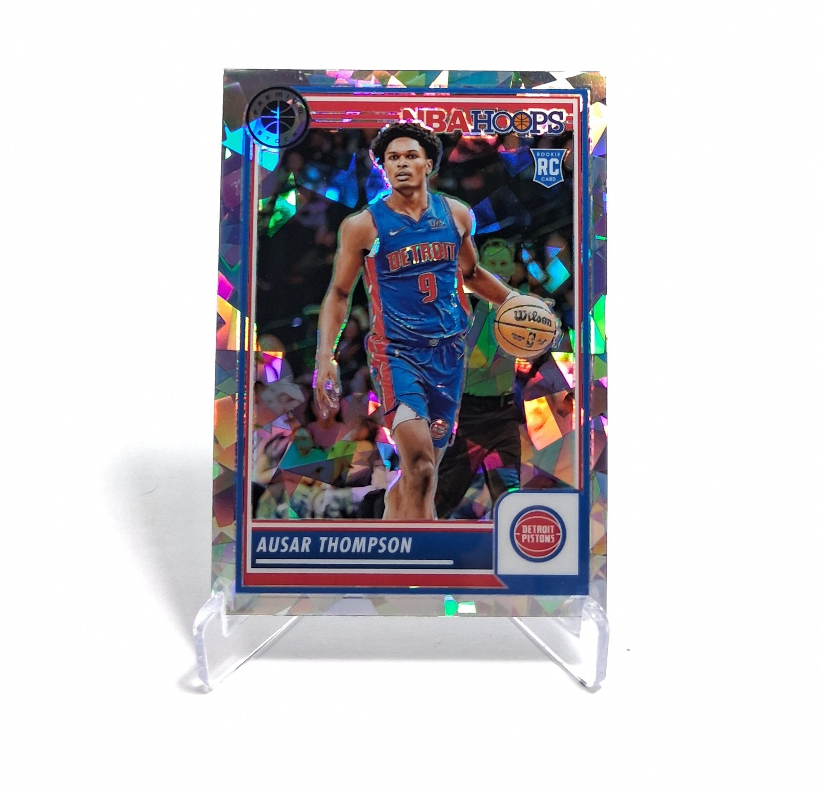 Ausar Thompson 2023-24 NBA Hoops Premium Stock RC Silver Cracked Ice #100