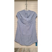 Cupshe Women's Blue White Stripe Dolman Sleeve Mini Beach Dress Size S NWT
