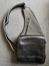Gerard Henon Black Grey Canvas & Leather Crossbody Bag