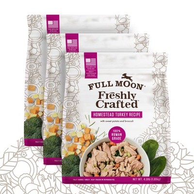 PACK OF 3 Full Moon NAE Freshly Crafted Turkey Recipe Frozen Fresh Dog Food 64oz