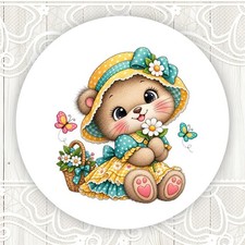 Cute Little Teddy Bear Stickers Round Matte Labels Seals