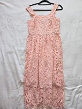 Tu Premium Collection Pink Lace Square Neck Midi Fit & Flare Dress 10 Zip