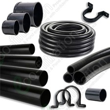 Heavy Duty Black PVC Waste Pipe Solvent Weld Drainage Hose & Connectors
