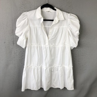Day + Moon Dress Womens M White Cotton Shirt Dress Angelcore Coquette Boho