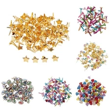 Assorted Bright Color Mini Brads Paper Fasteners Brass