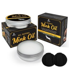 Mink Oil Leather Conditioner and Cleaner for Boots - 3.52 Oz Natural Formula