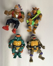 Vintage 1988 1991 Playmates TMNT 4 Figures Michelangelo Donatello Bebop Razhar 