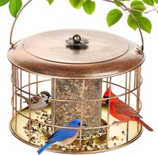 Metal Caged Bird Feeder, Bluebird Feeders for Outdoors Hanging, Wild Bird Feeder