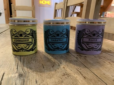 3 Vintage Portmerion Susan Williams Ellis Gewürzgläser - Zimt/Kümmel/Salbei