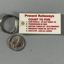 Vintage Safe Driving Safety Prevent Rollaways 5 Tips Keychain Key Ring #57465