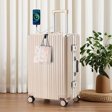20"Carry On Hardshell Spinner Suitcase USB Port Cup Phone Holder TSA Lock Travel