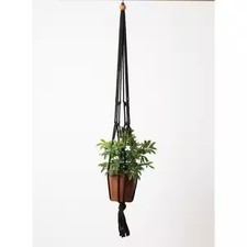 36 Inch Black Macrame Plant Hanger Handmade Holds Small And Medium Pots