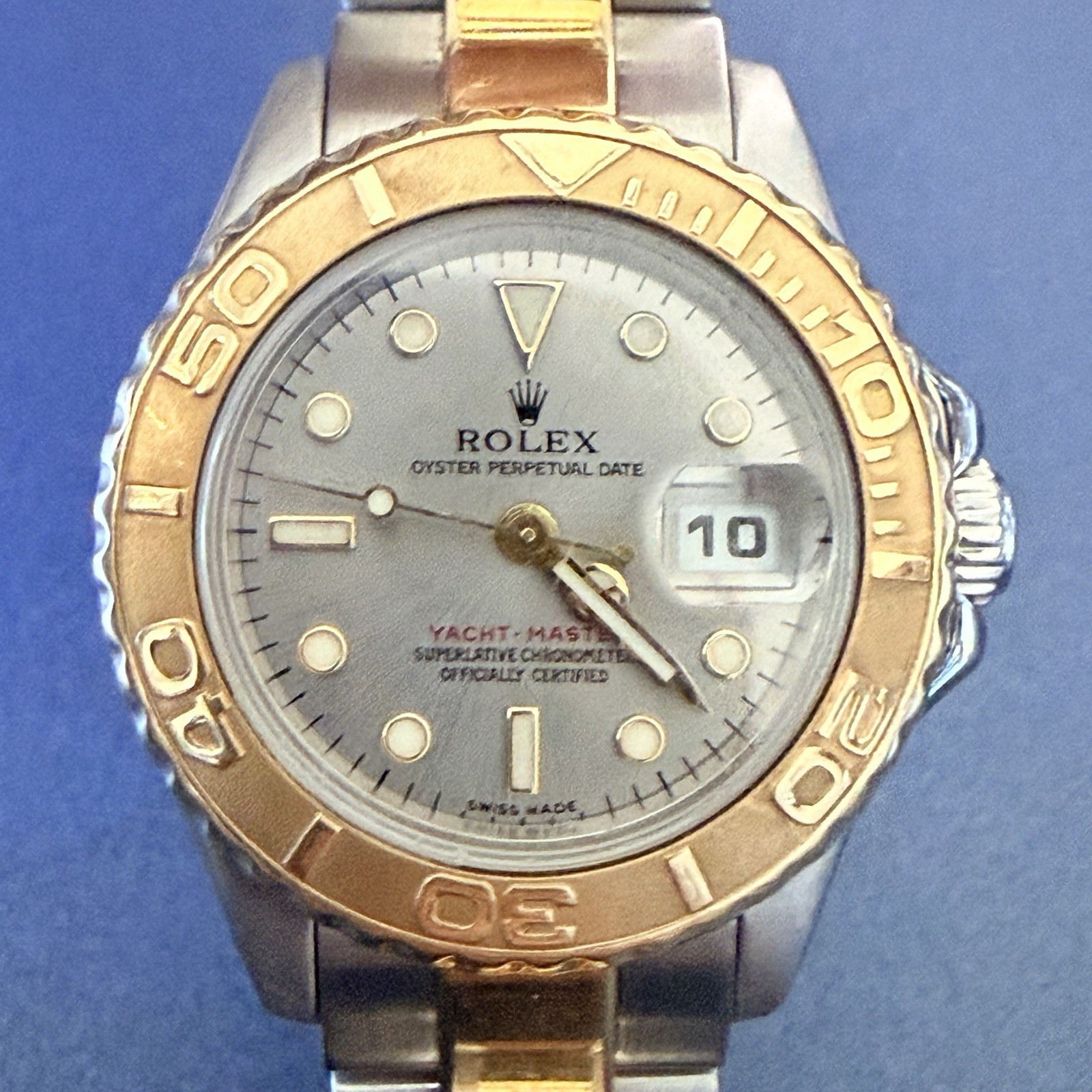 ROLEX Ladies Yacht Master 78733 Platinum Dial 18K YG Stainless Steel 29mm Y2K