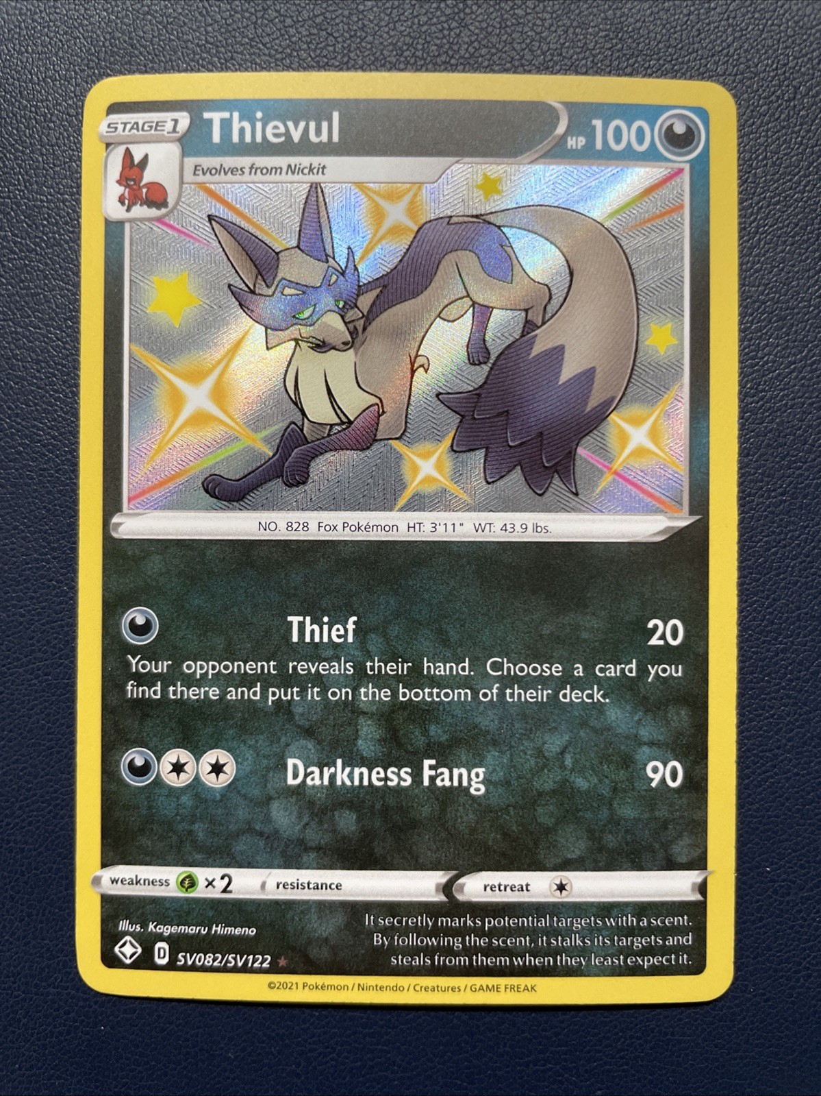 1x Thievul SV082/SV122 Shining Fates: Shiny Vault Shiny Holo Rare Holofoil NM