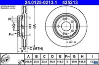 2X Bremsscheibe ATE 24.0125-0213.1 2 Bremsscheiben Vorderachse Vorne