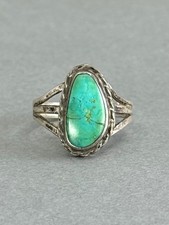Old Pawn Navajo Sterling Silver with Turquoise Ring. Size 6