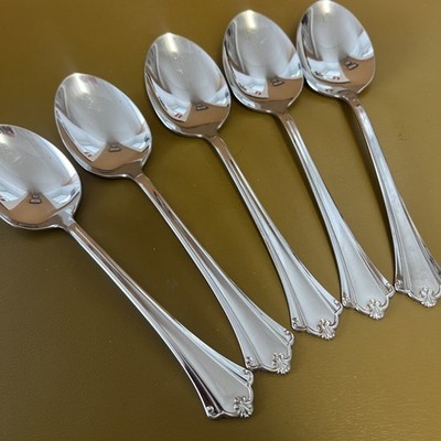 5 Soup Spoons ANTICIPATION by Oneida Deluxe Stainless steel flatware silverware