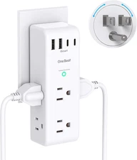 Surge Protector Outlet Extender - with Rotating Plug, 6 AC Multi Plug Outlet wit