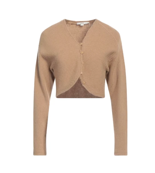 Новый с Ярлыками, Vince ребристый трикотажа v-образным вырезом укороченный кардиган верблюд размер S #S7938