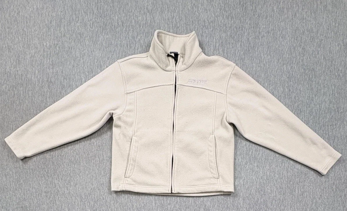 Spyder Fleece Jacket Youth Large Beige Full Zip Softshell Ski Outdoor Logo