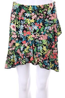 H&M Skirt Wrap Effect Flower Print S green shades multicolor