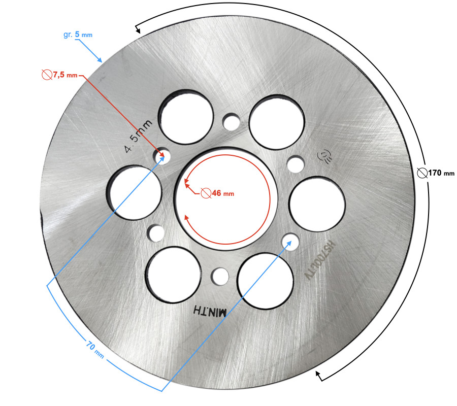 Disque de frein à main HISUN Tactic 550 en acier carbone d'origine