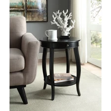 Classic Black Finish Accent Table - Versatile Side Table for Living Room Office
