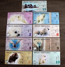 Arctic Territories Set 9 Pcs, 1 2 3 5 6 8 9 10 15, 2013-2014, UNC, Free Shipping