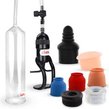 LeLuv Penis Pump EasyOp Zgrip with 3 Sleeves, Black, Clear, Septum & Donut