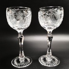 2 Crystal Wine Glasses Grape Vines & Hobstar ...