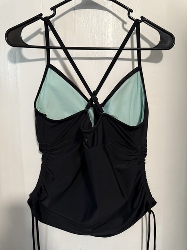 Prana Tankini Oberteil schwarz Gr. Large geraffte Seiten Spaghettiträger - Bild 4 von 6