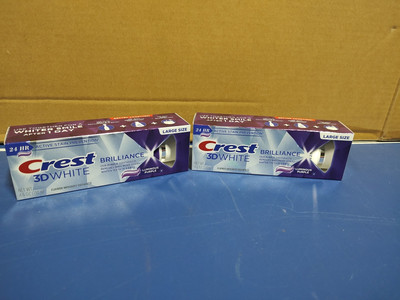 Lot of 2 Crest 3D White Brilliance Toothpaste Luminous Purple 4.6 oz Exp 03/27
