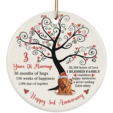 3 Years Love Ornament Happy 3rd Anniversary Cute Lion Couple Christmas Gifts