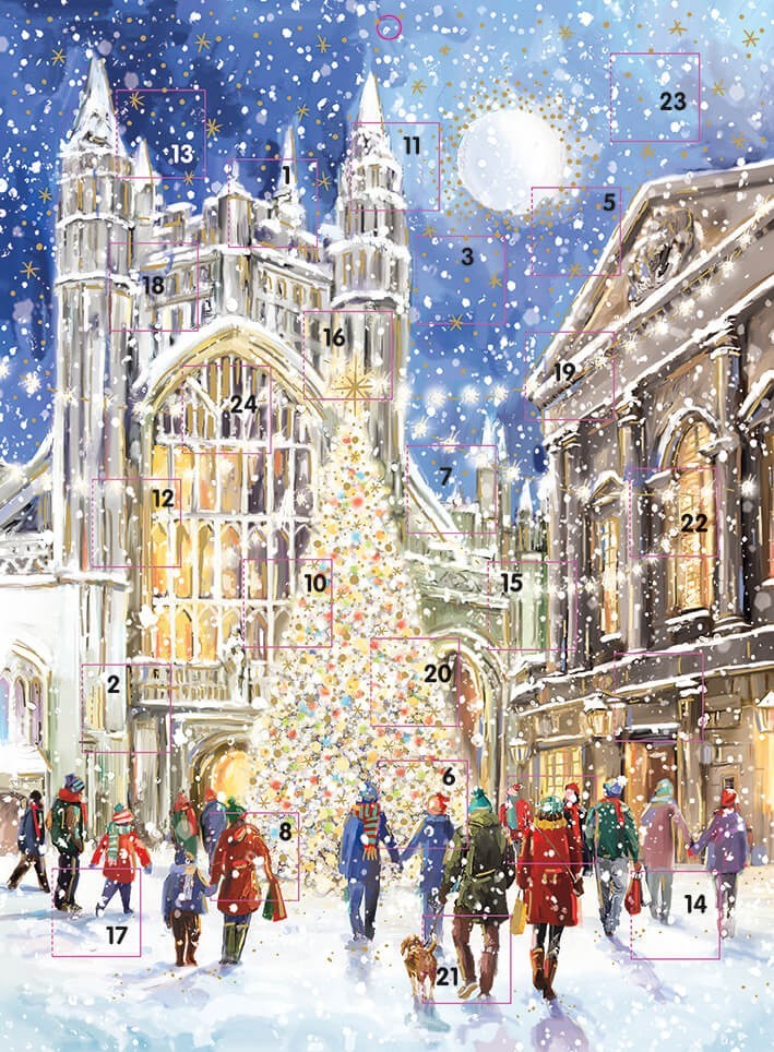 Traditional Advent Calendar Cathedral Scene - 24 Doors Christmas Xmas Countdown