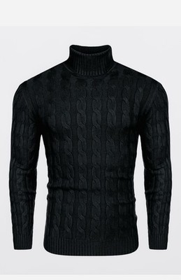 COOFANDY Men's Turtleneck Pullover Basic Knitted Jumper Cable Knit Sweater Shirt