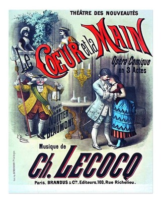Vintage Opernplakat Wandkunst Le Coeur Et La Main Klassische Szene Pos