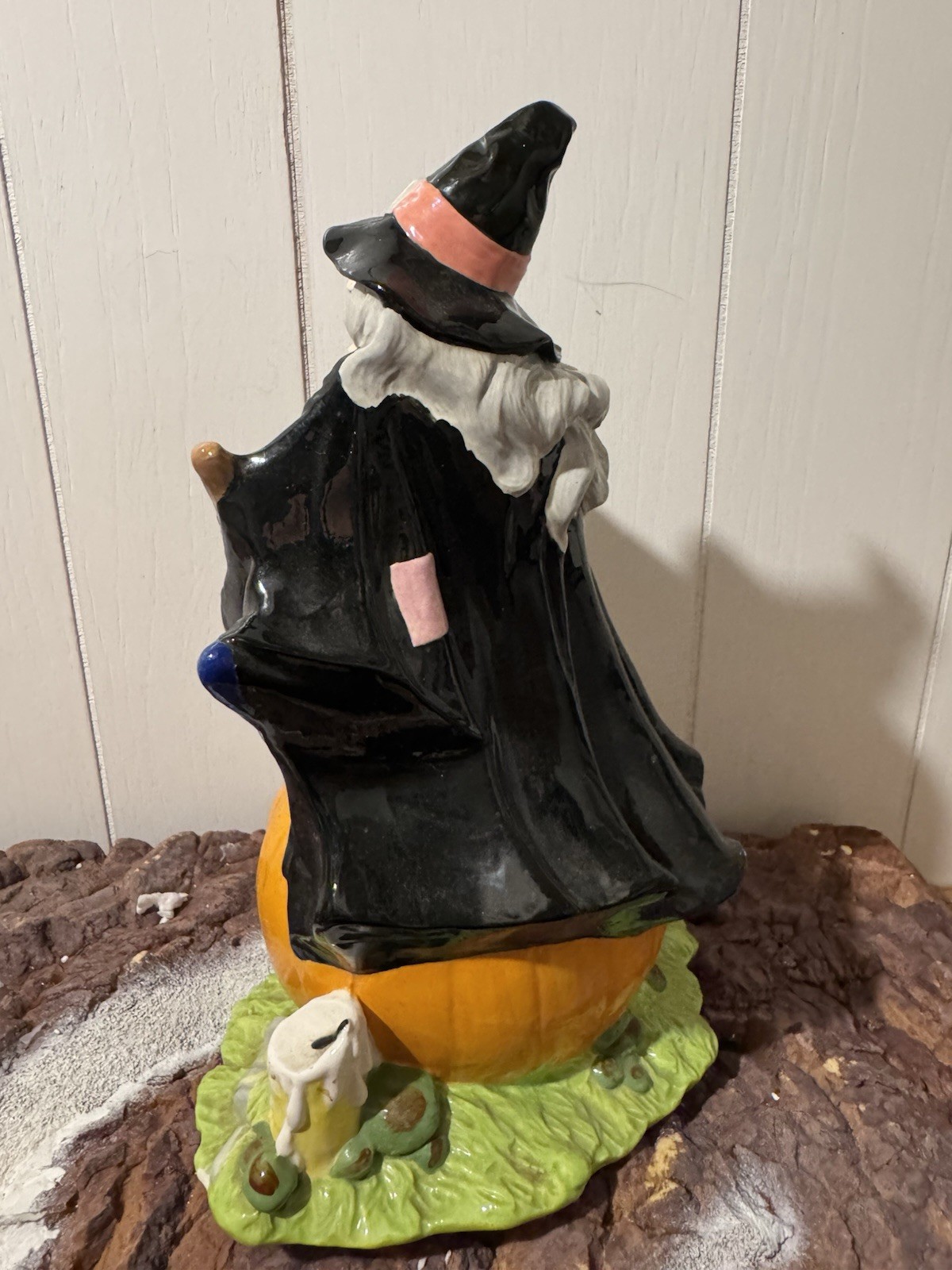 Vintage Halloween Witch Sitting on Pumpkin Light Lamp Ceramic Byron Molds 1980s