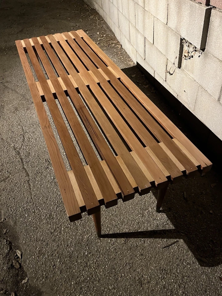 VTG - 1957 Mid Century - Cedar Slat Bench - Restored - Image 3 of 4
