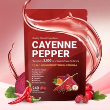 Suplemento de pimienta de cayena 240 cápsulas blandas, ayuda a mejorar la vena de las piernas