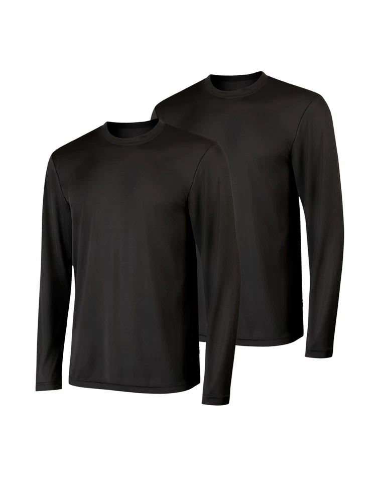 Hanes Long Sleeve Tee 2-Pack T-Shirt Sport Men's FreshIQ Cool DRI Jersey S-3XL