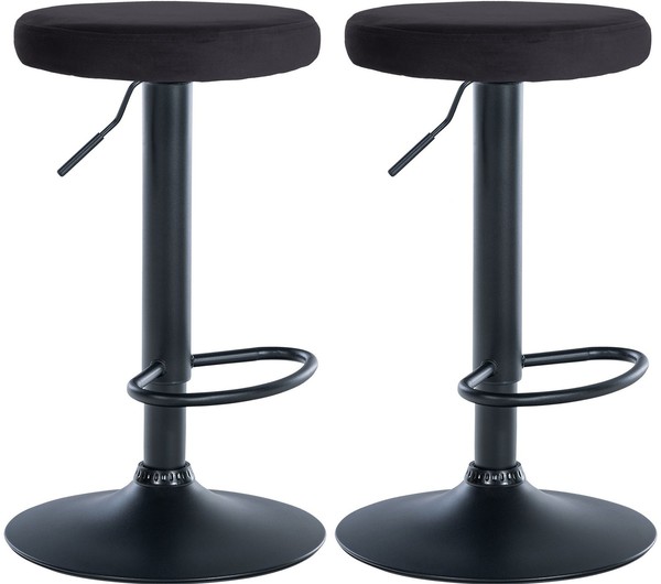 2Er Set Barhocker Ponte Samt Schwarz Schwarz-image