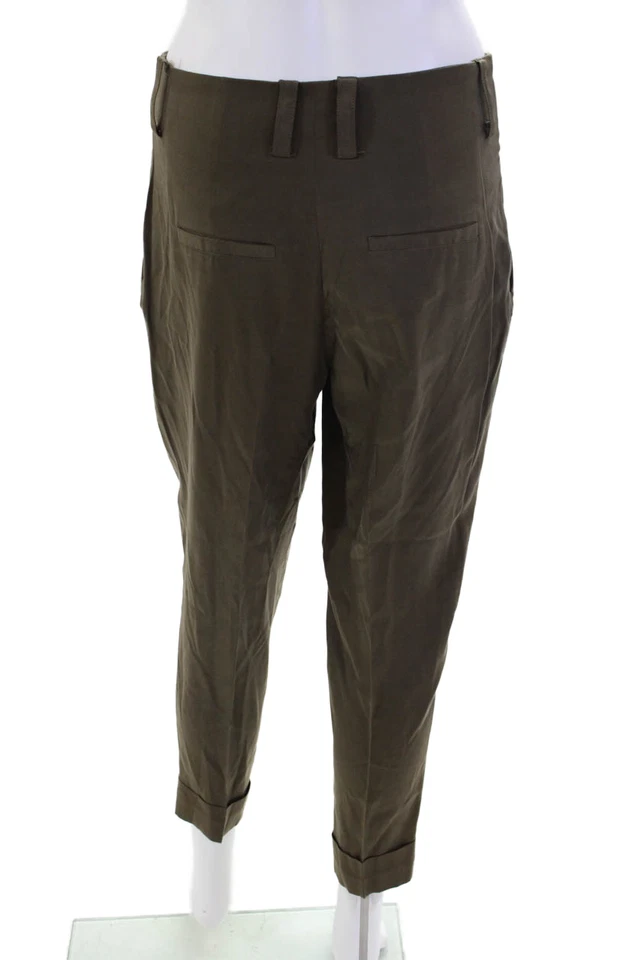 Pantalón Alice + Olivia Mujer Plisado Tiro Alto Cónico Marrón Talla 0 Foto 3 de 4