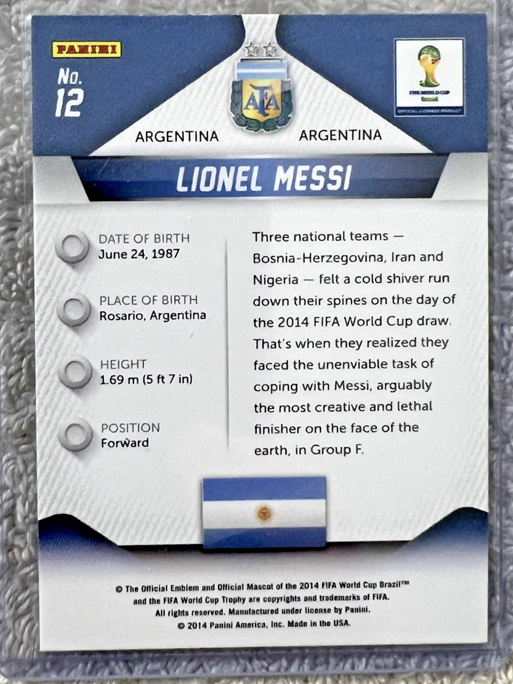 2014 PANINI PRIZM WORLD CUP LIONEL MESSI BASE CARD  *NM-M* view 5