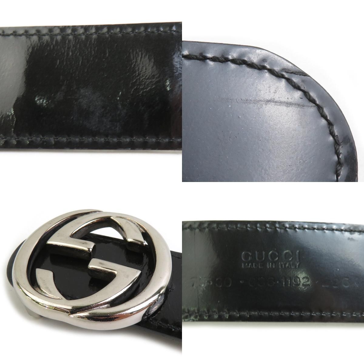Gucci Interlocking G Leather Belt in Black Silver for Women with Box-image