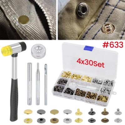 120 Druckknopf Set mit Zange Fixierwerkzeug für Leder Handwerk Jacke Brieftasche