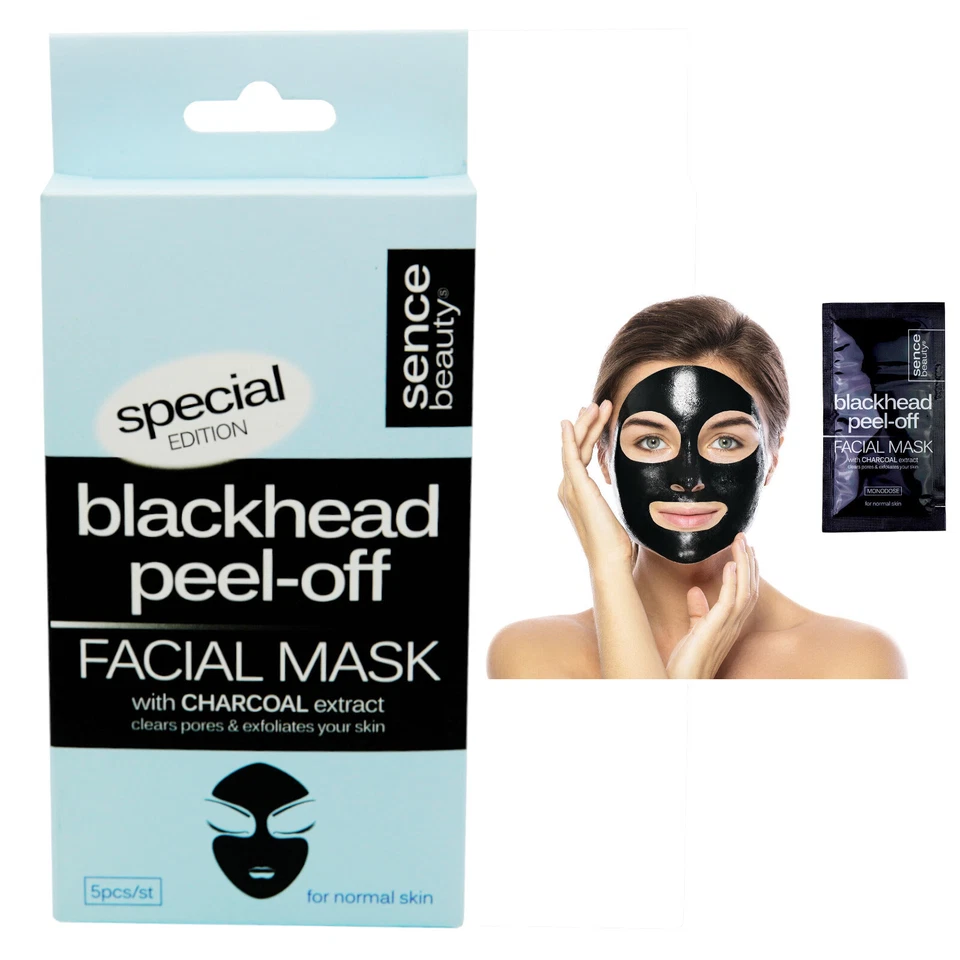 3 x 5 Pack = 15x Blackhead Peel-Off Charcoal Facial Mask Face Masks Skincare - Image 3 of 4
